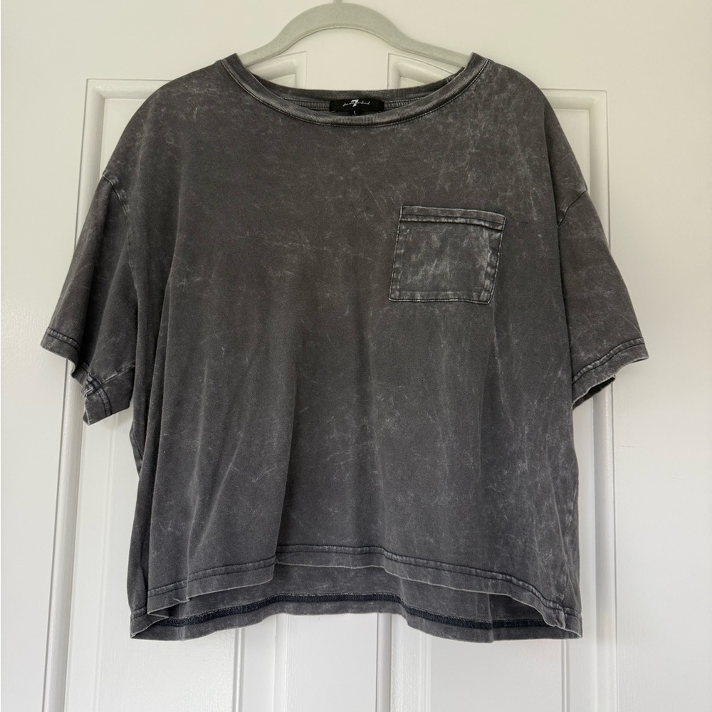 7 For All Mankind Charcoal Short Sleeve Tee